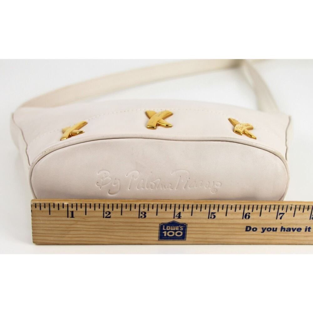 Paloma Picasso ITALY OFF WHITE GENUINE LEATHER SHOULDER BAG X-BODY HANDBAG PURSE - Picture 13 of 16